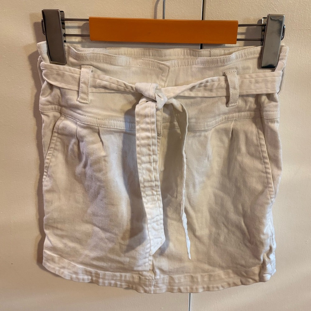 Women's White Belted jean skirt